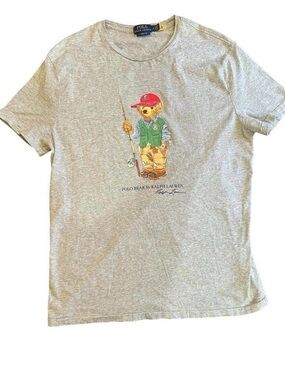 Polo by Ralph Lauren Kids Light Gray Polo Bear Fishing Graphic Tee